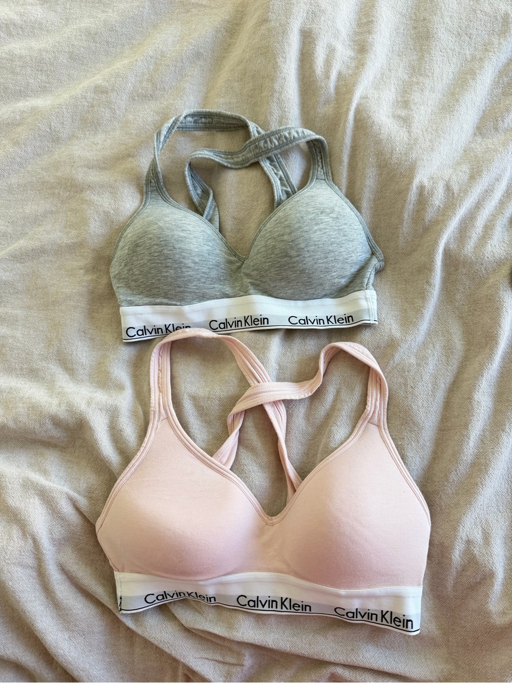 Calvin Klein Pink & Gray Racerback Bralette Duo